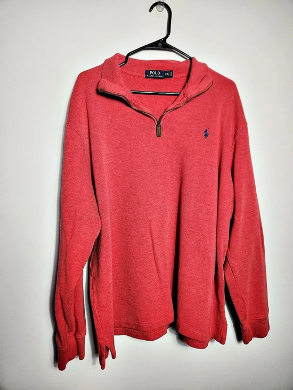 Polo Ralph Lauren 100% Cotton 1/4 Zip Pullover Sweatshirt Pony Red Men's Sz XXL